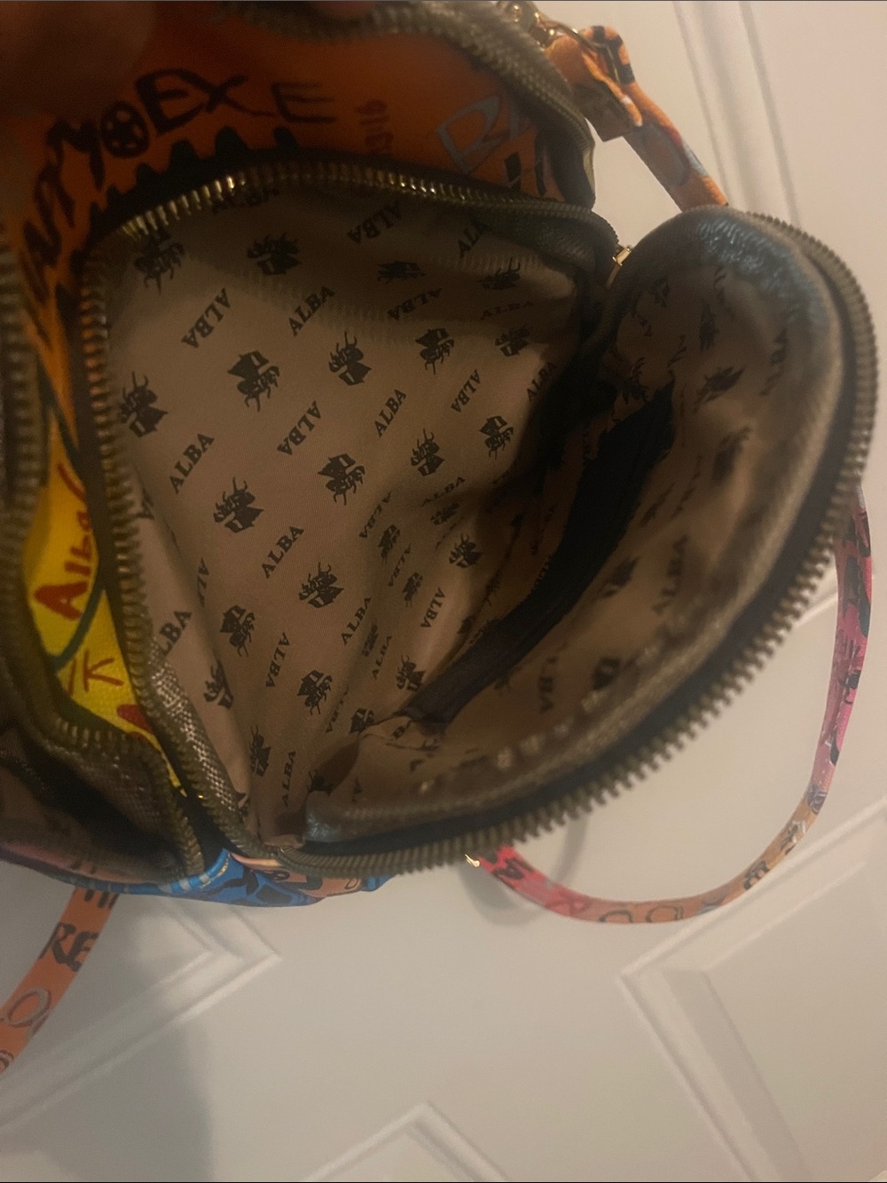 Alba Multicolor Graffiti Mini Backpack with Rhinestone Bee - Picture 3 of 7